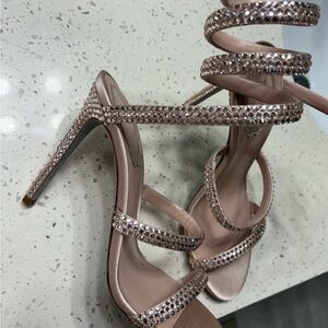 Elegant Rhinestone-Embellished Strappy Heels